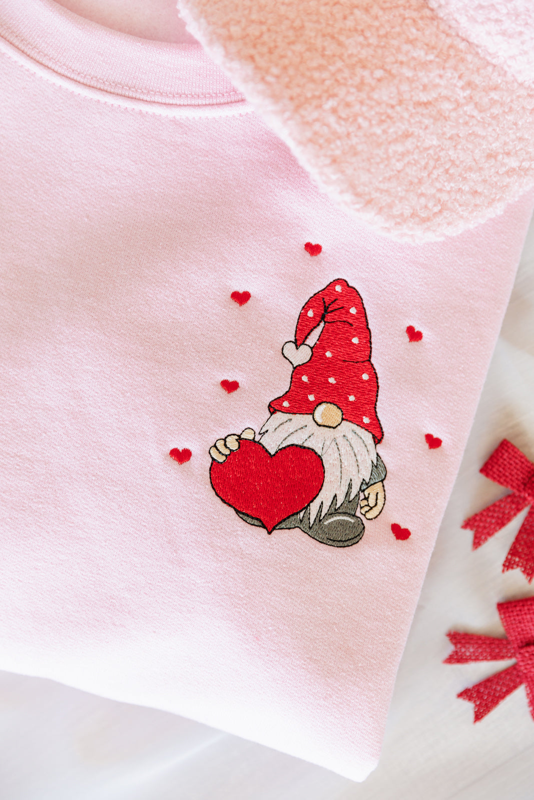 PREORDER- Valentine Gnome Embroidered Sweatshirt