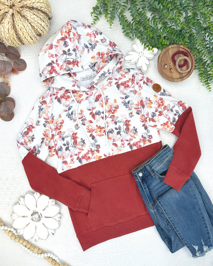 Michelle Mae Hailey Pullover Hoodie - Autumn Watercolor and Brick