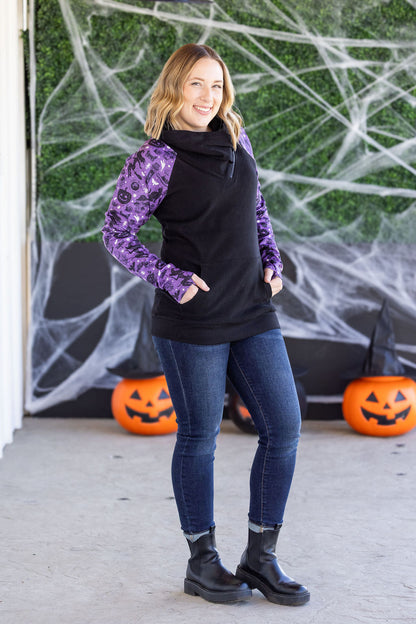 Michelle Mae Zoey ZipCowl Sweatshirt - I Put A Spell On You and Black