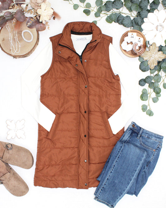 Michelle Mae  Harlow Long Vest - Cinnamon