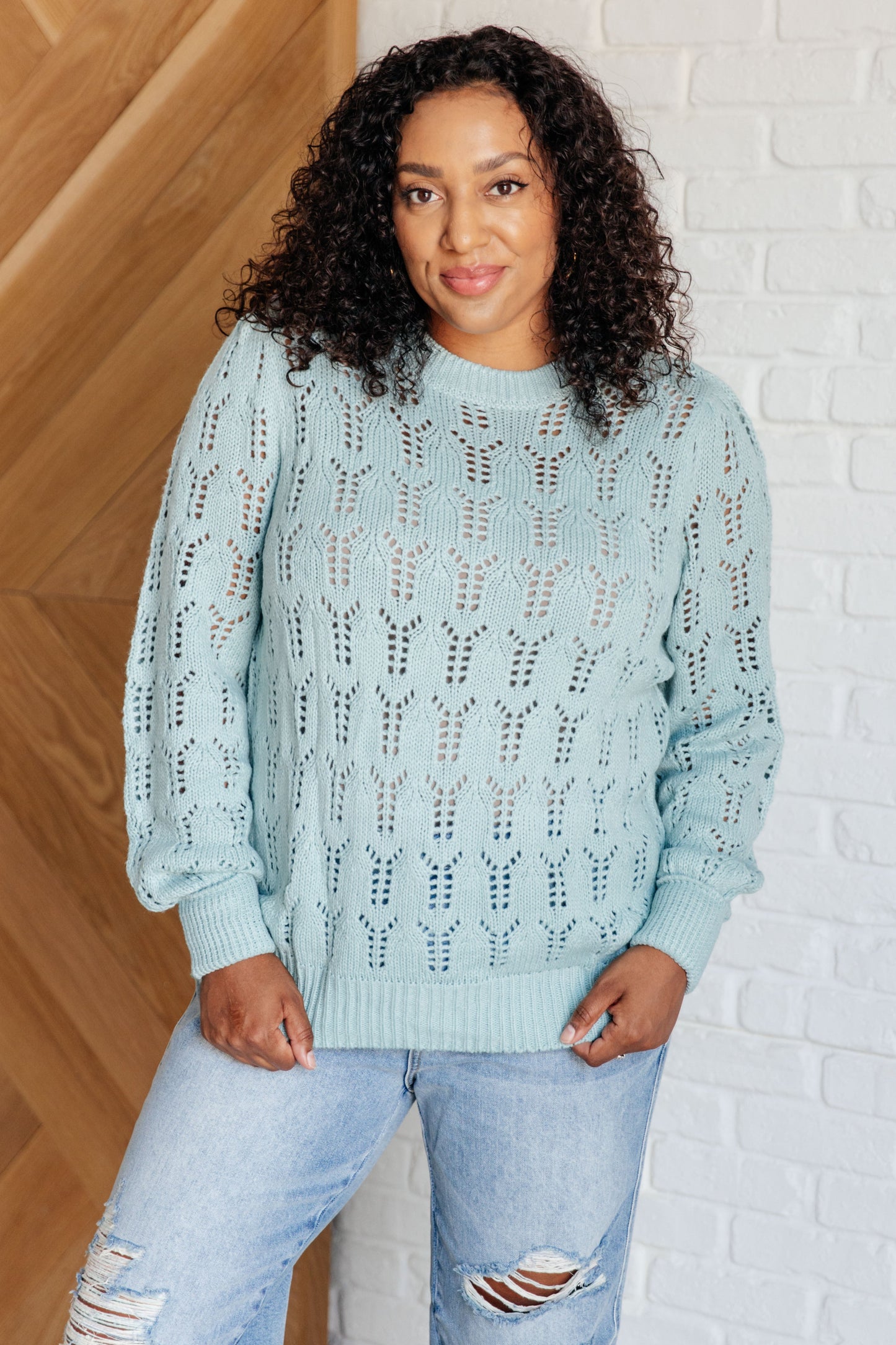 Hole In One Sheer Pointelle Knit Sweater