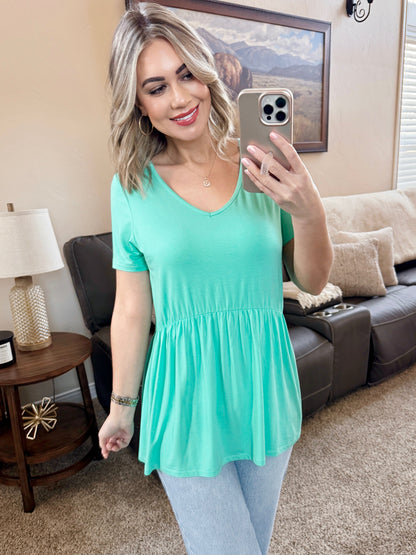 Michelle Mae Sarah Ruffle Short Sleeve - Turquoise
