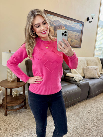 Michelle Mae Be Mine Sweater - Hot Pink