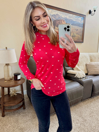 Michelle Mae Blair Long Sleeve Top - Sweetheart Red
