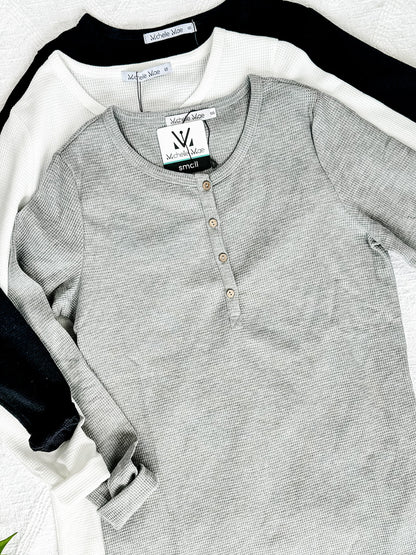 Michelle Mae Harper Long Sleeve Henley - White