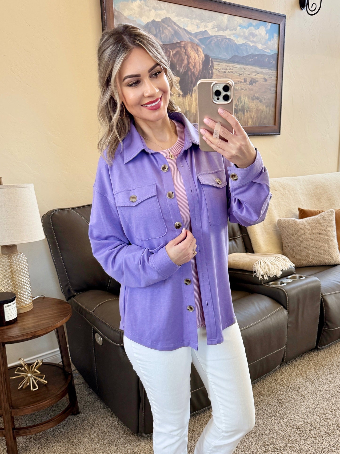 Michelle Mae Brenna Button Down Top - Purple