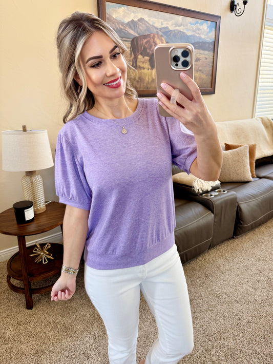 Michelle Mae Katie Cozy Top - Heathered Purple