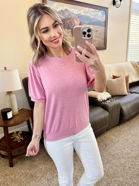 Michelle Mae Katie Cozy Top - Heathered Pink