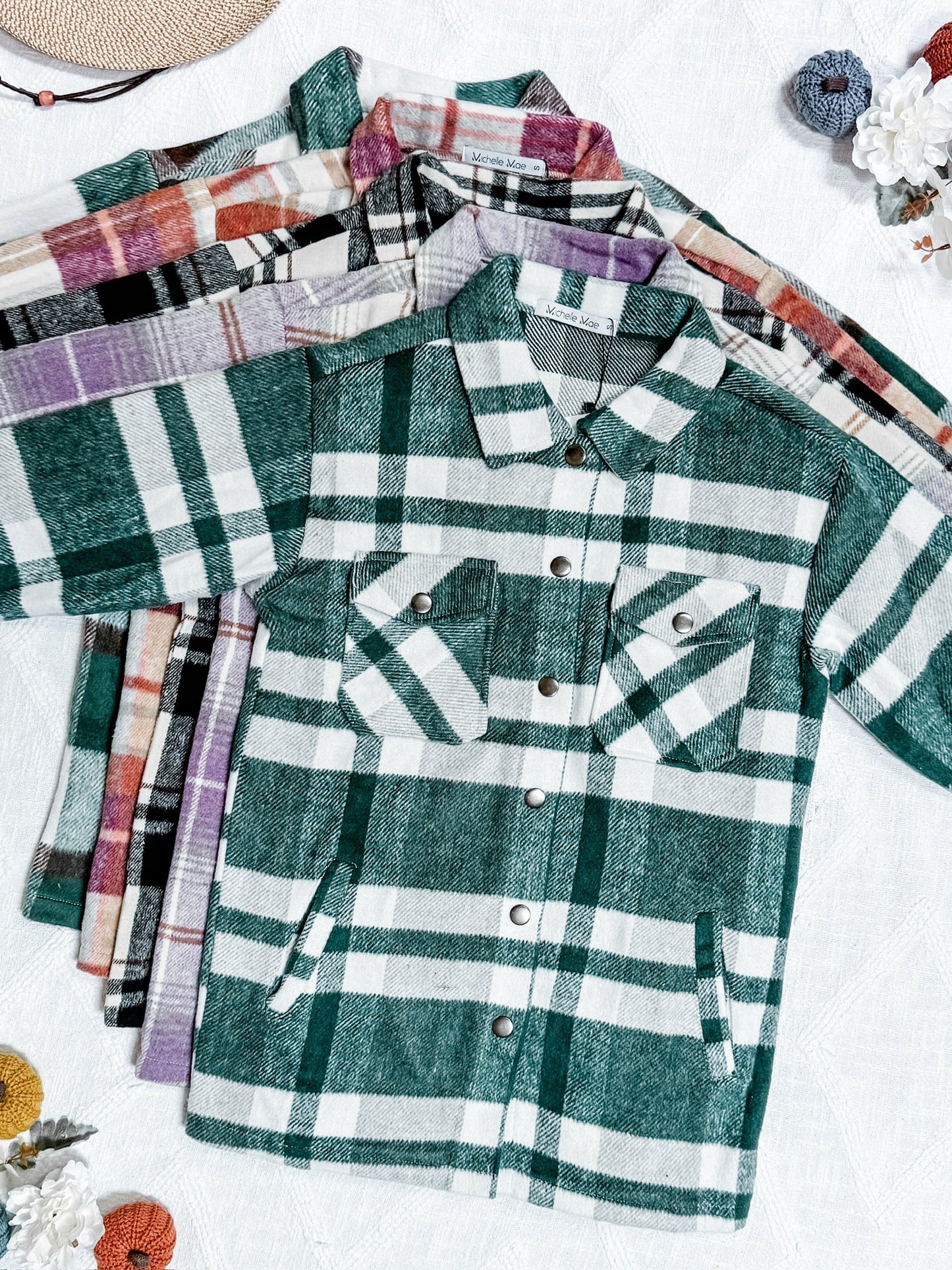 Michelle Mae Norah Plaid Shacket - Ivory and Black