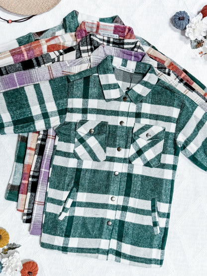 Michelle Mae Norah Plaid Shacket - Ivory and Black