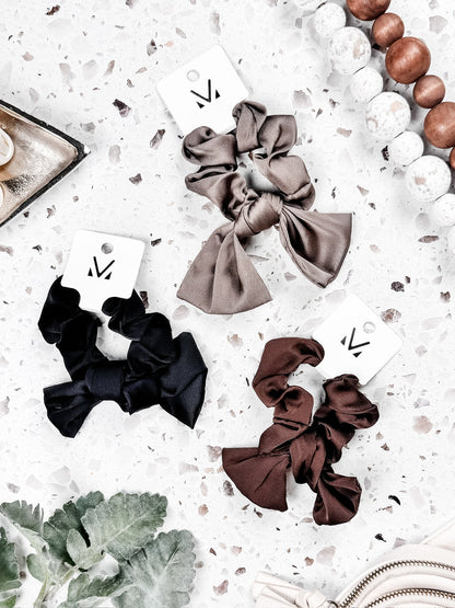 Michelle Mae Satin Bow Scrunchie