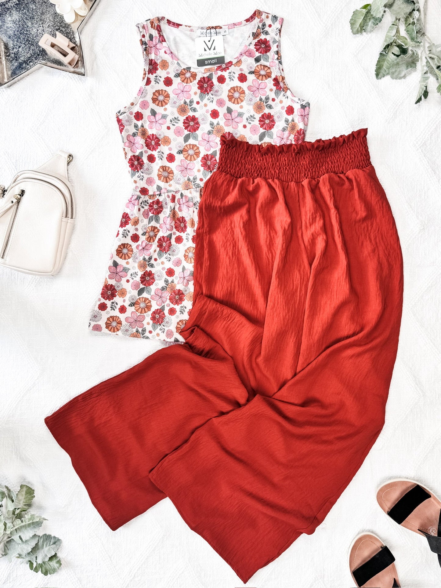 Michelle Mae Presley Palazzo Pants - Brick