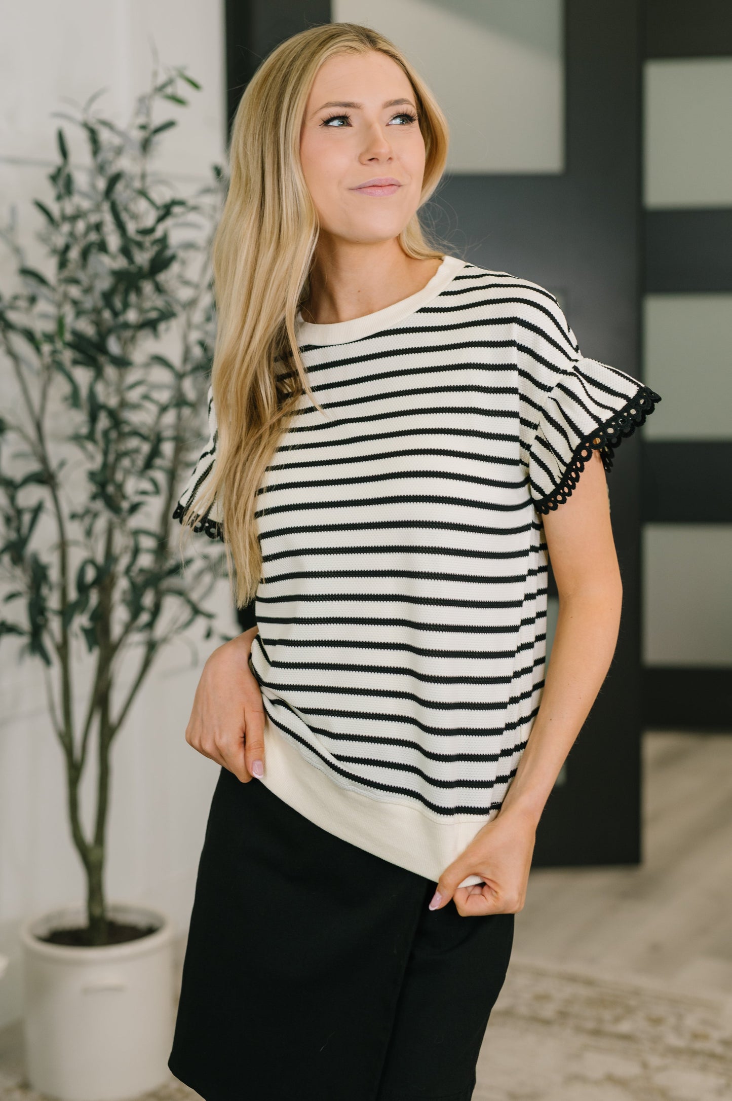 Key to Cute Textured Knit Top