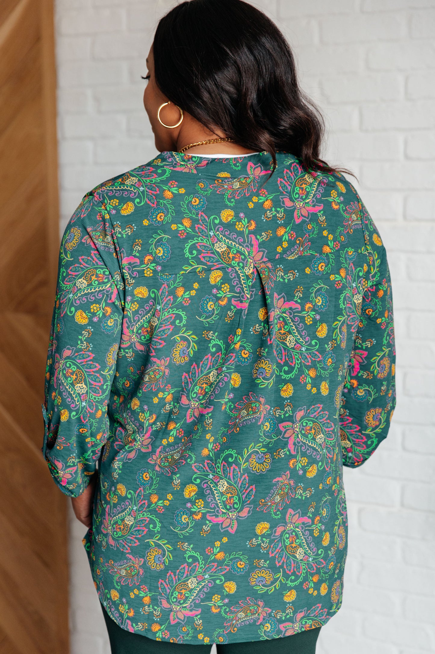 Lizzy Top in Teal and Purple Floral Paisley