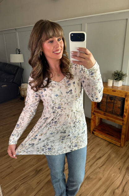 Michelle Mae Long Sleeve Sarah Ruffle Top - Olive Meadow