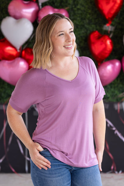 Michelle Mae Bamboo V Neck Tee - Pink