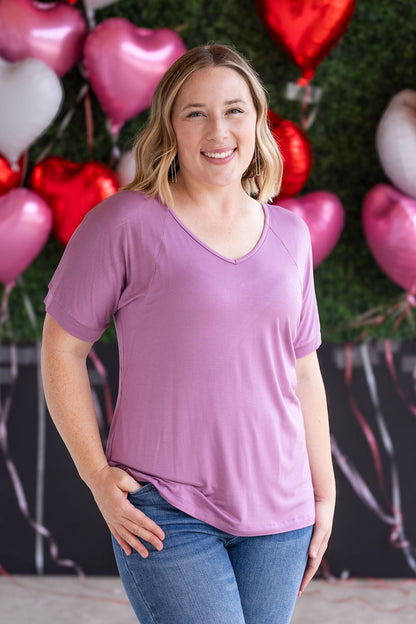Michelle Mae Bamboo V Neck Tee - Pink