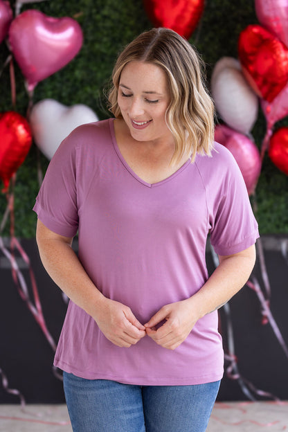 Michelle Mae Bamboo V Neck Tee - Pink