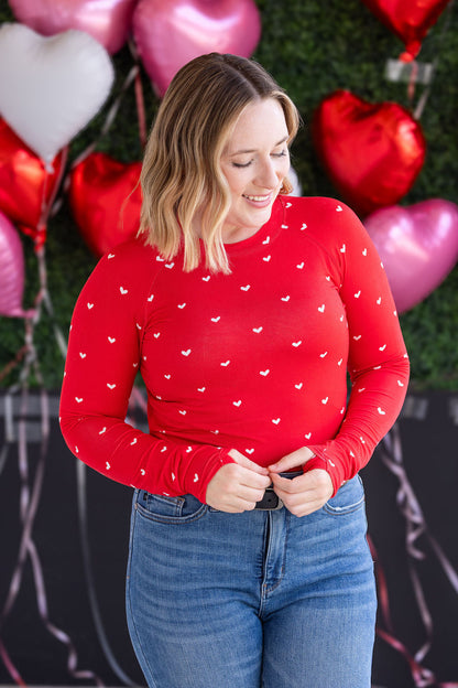 Michelle Mae Blair Long Sleeve Top - Sweetheart Red
