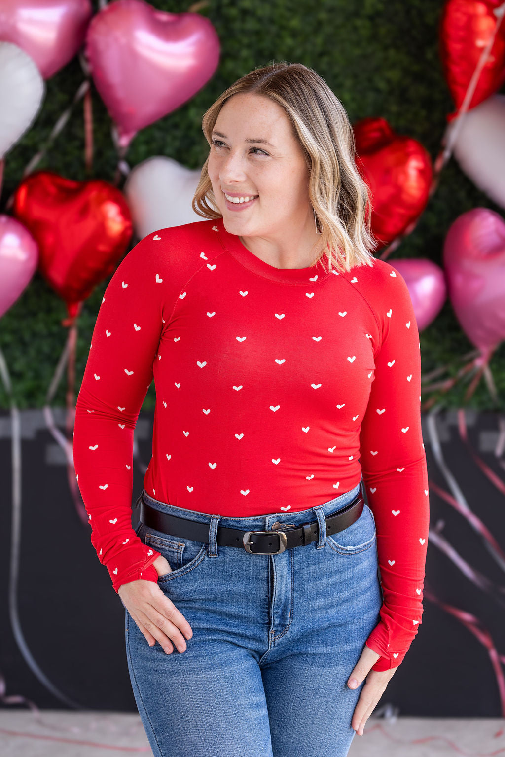 Michelle Mae Blair Long Sleeve Top - Sweetheart Red