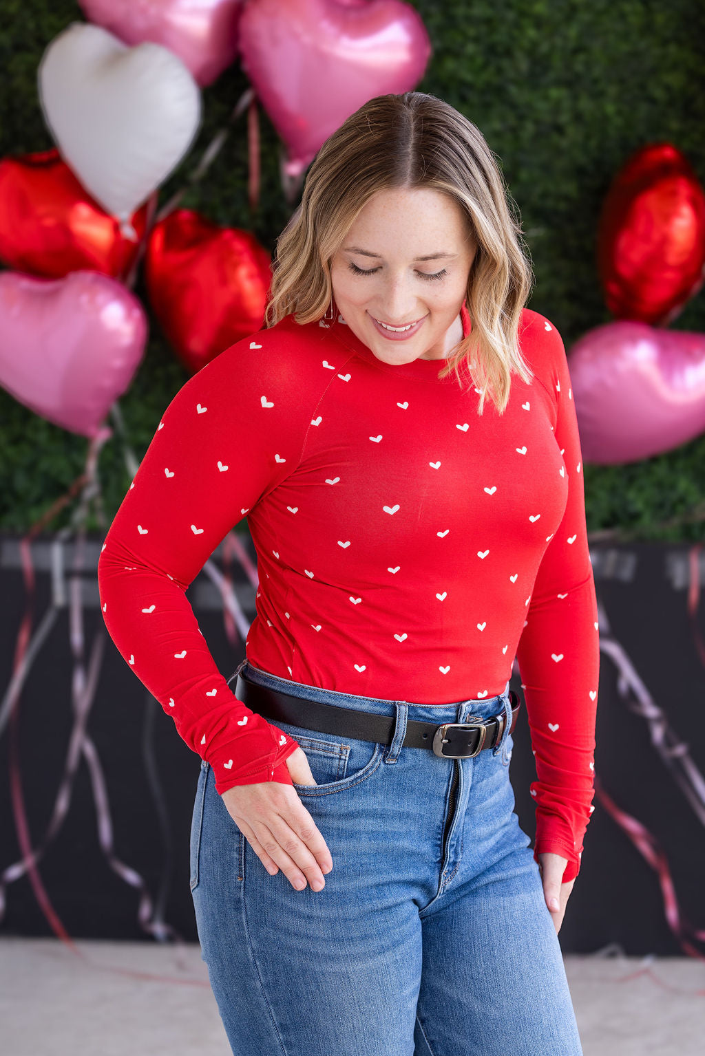 Michelle Mae Blair Long Sleeve Top - Sweetheart Red