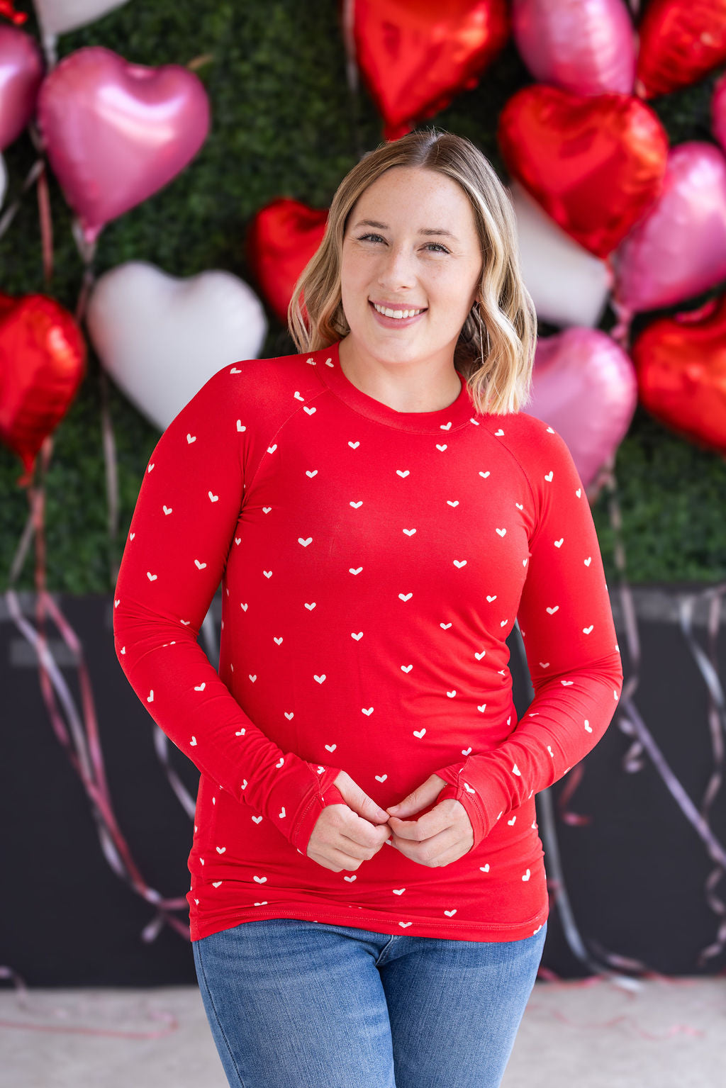 Michelle Mae Blair Long Sleeve Top - Sweetheart Red