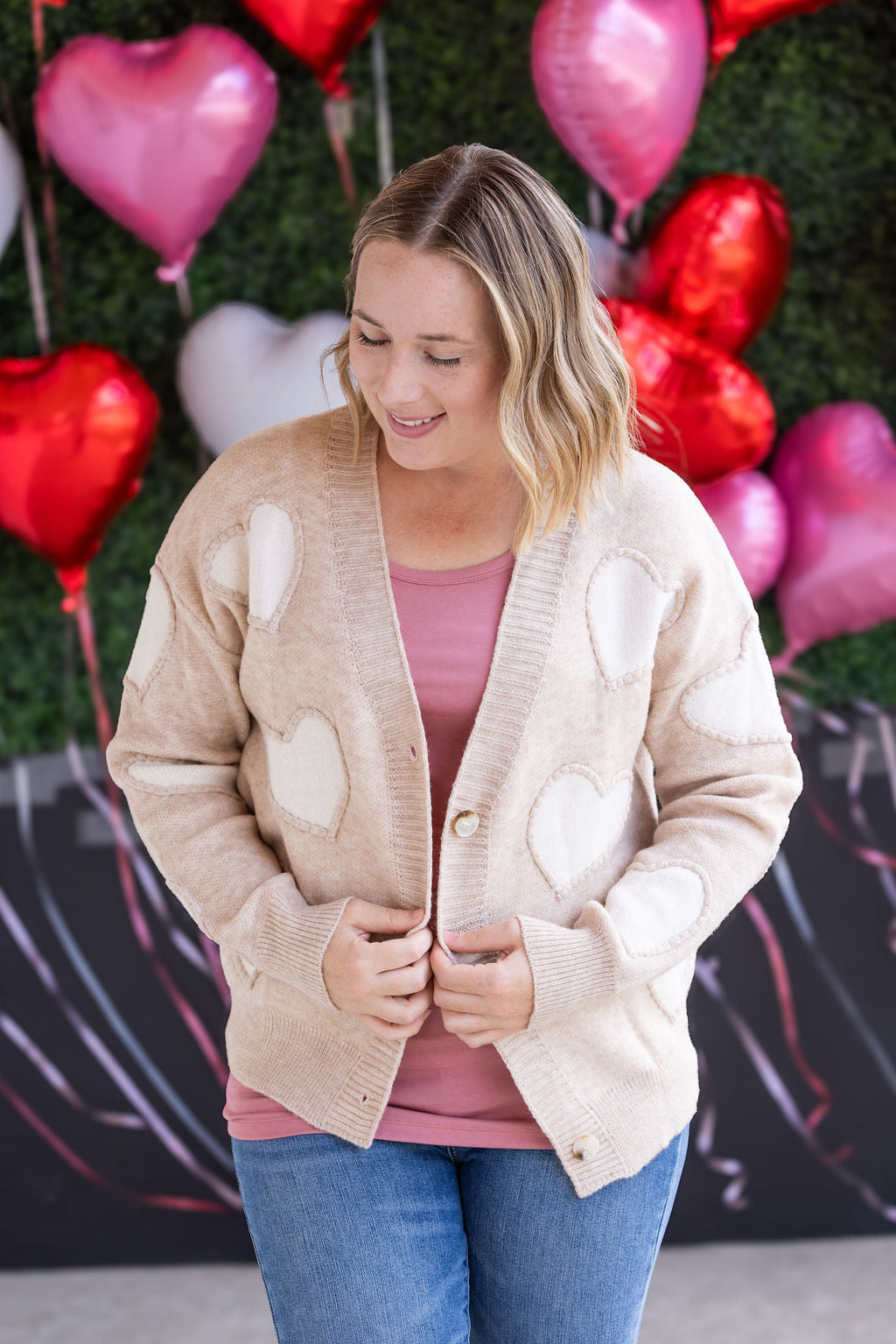 Michelle Mae Sweetheart Cardigan - Tan