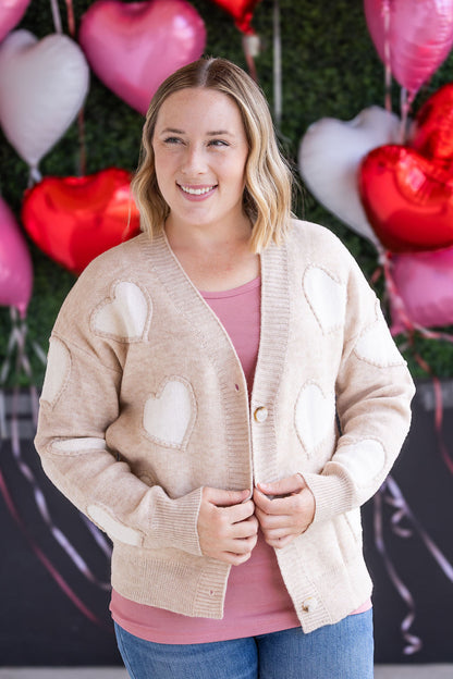 Michelle Mae Sweetheart Cardigan - Tan