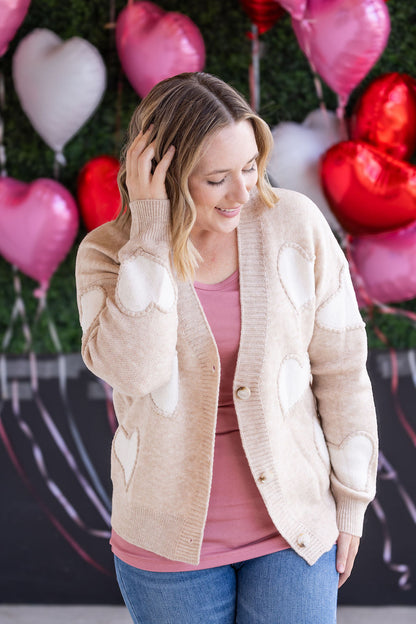 Michelle Mae Sweetheart Cardigan - Tan