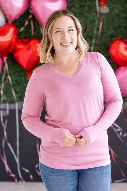 Michelle Mae Larissa Long Sleeve Top - Rose
