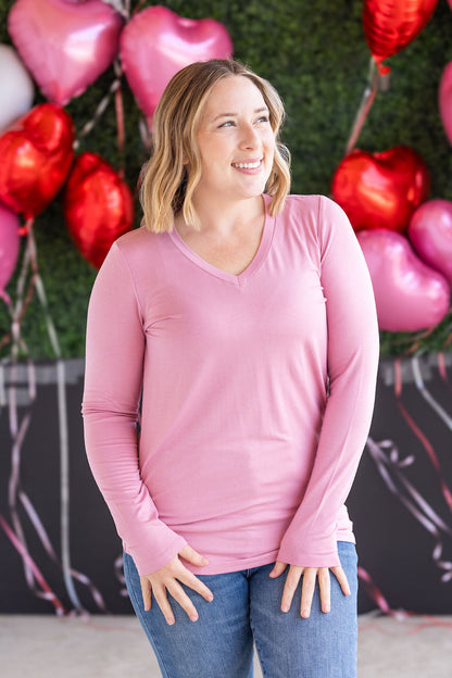 Michelle Mae Larissa Long Sleeve Top - Rose