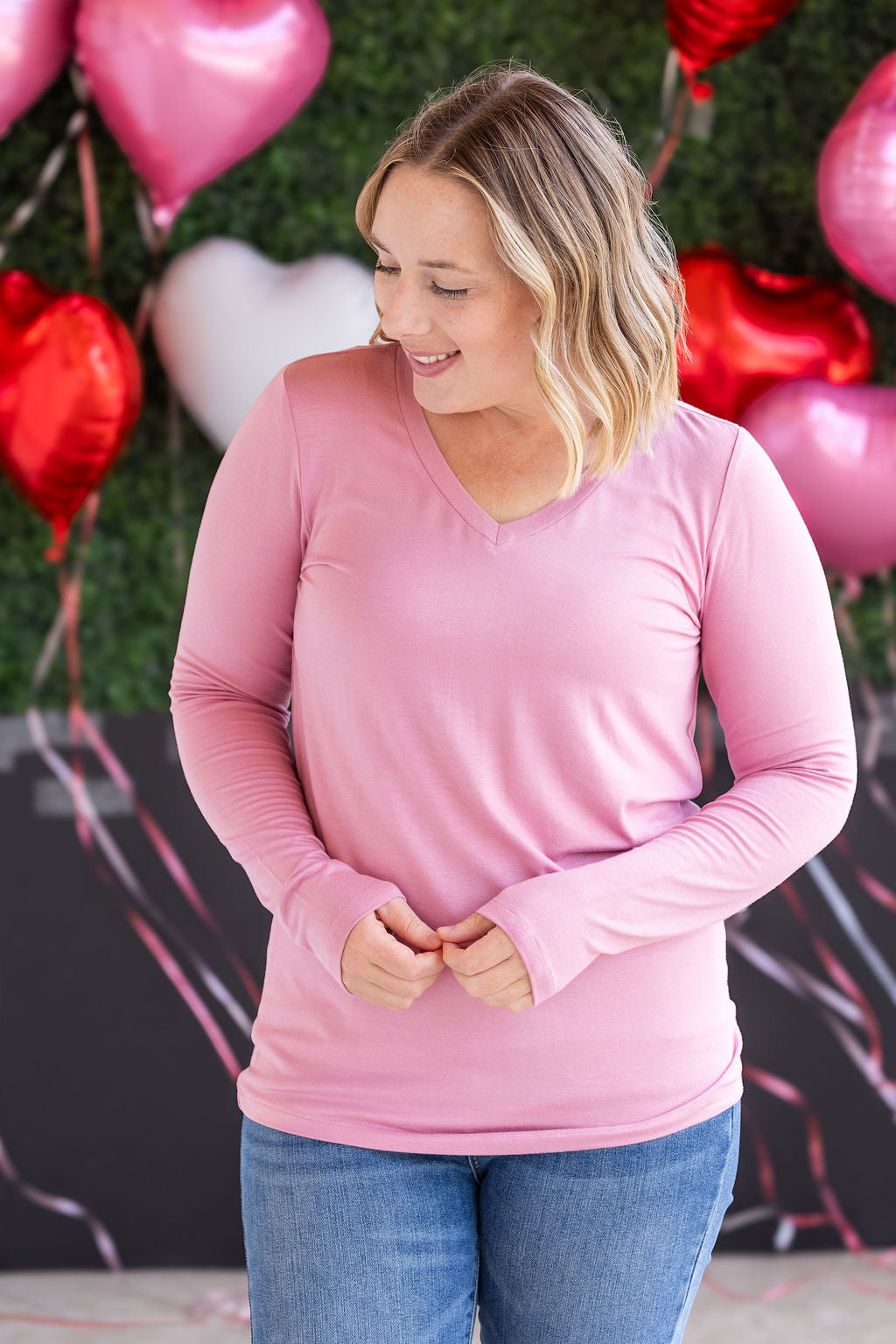Michelle Mae Larissa Long Sleeve Top - Rose