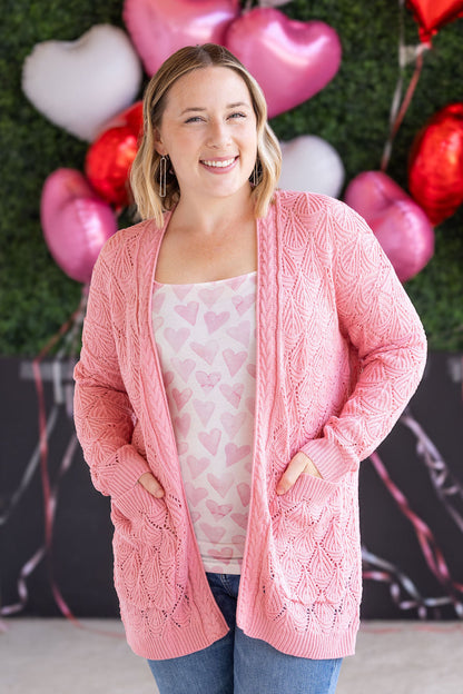 Michelle Mae Open Knit Cardigan - Rose