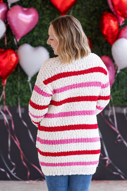 Michelle Mae Stripe Cardigan - Valentine's Day