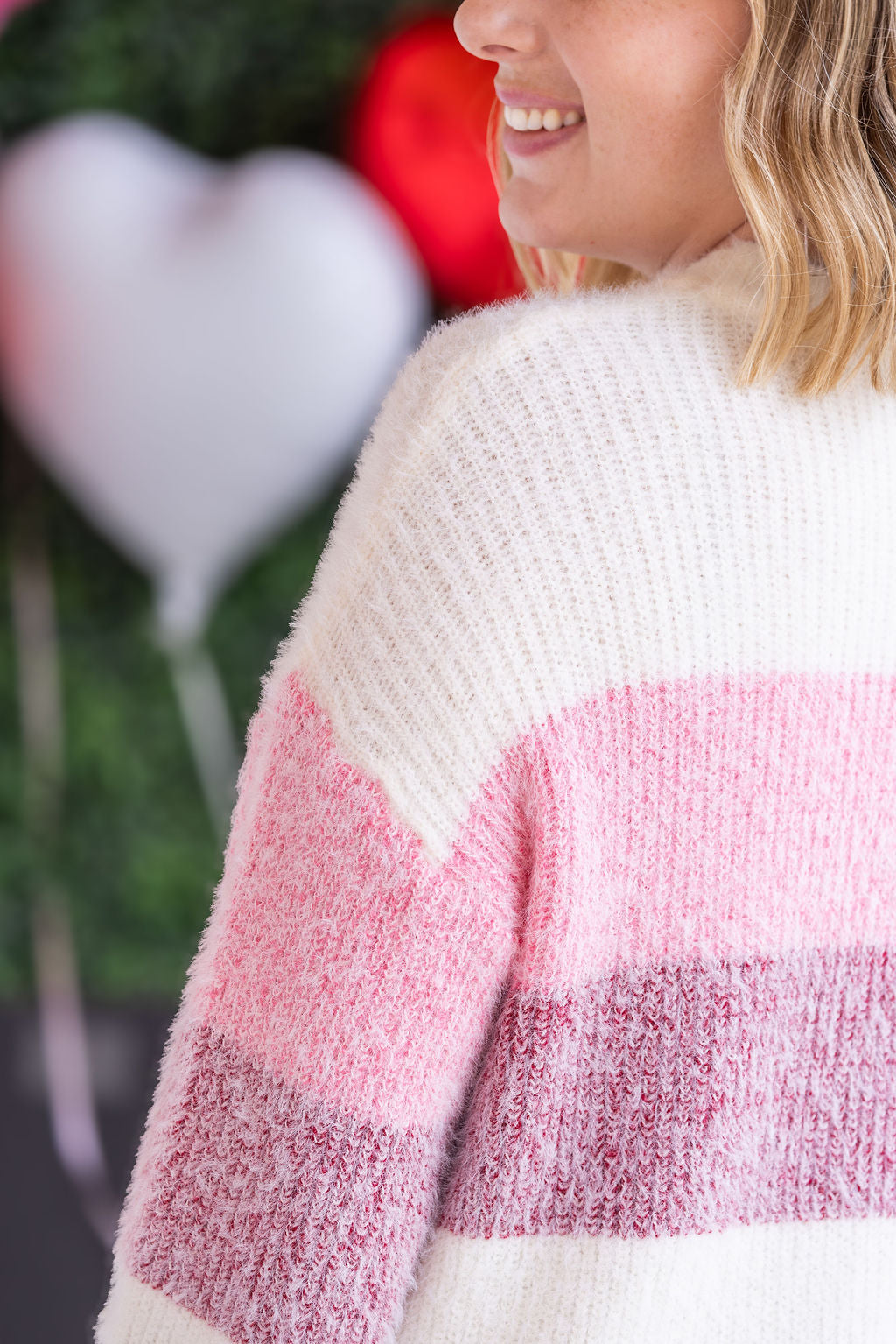 Michelle Mae Cozy Block Sweater - VDay Stripes