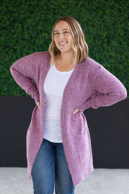 Michelle Mae Madison Cozy Cardigan - Frosted Berry