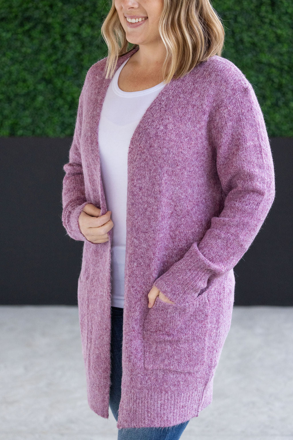 Michelle Mae Madison Cozy Cardigan - Frosted Berry