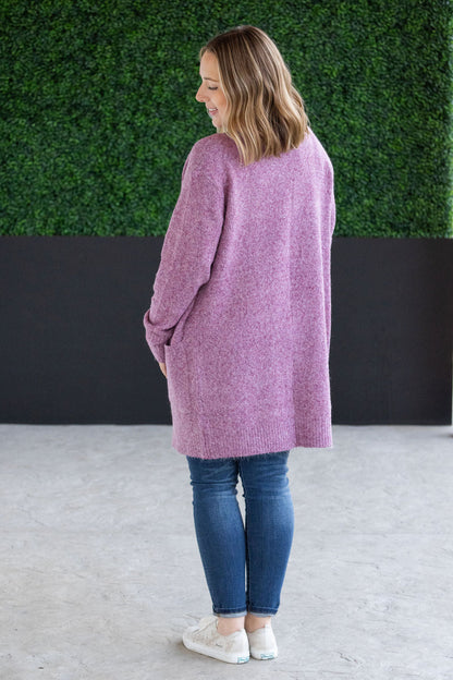 Michelle Mae Madison Cozy Cardigan - Frosted Berry