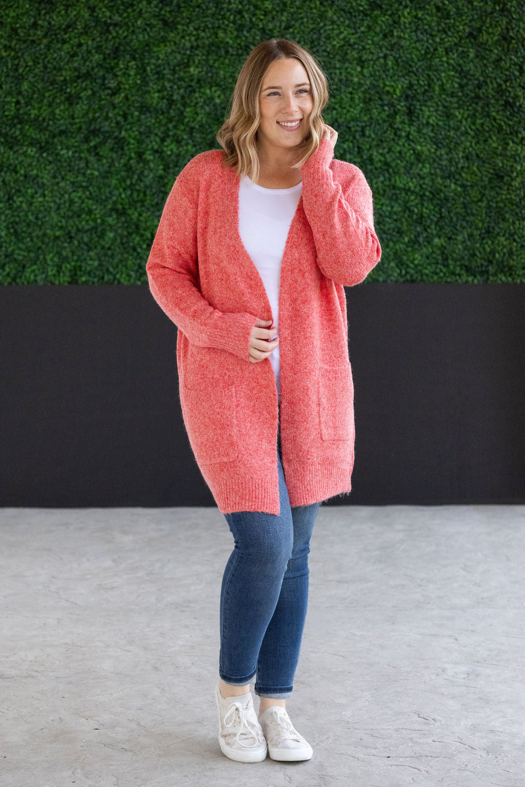 Michelle Mae Madison Cozy Cardigan - Cherry Blush