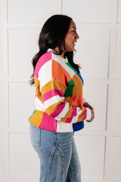 Manifesting Moment Checkered Color Block Sweater