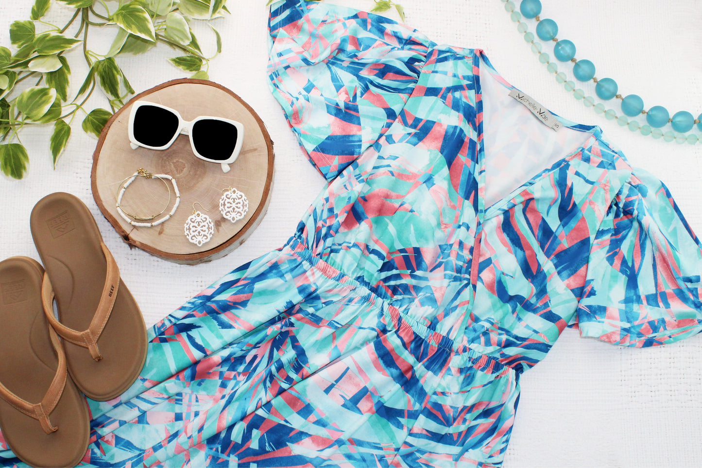 Michelle Mae Millie Maxi Dress - Abstract Aqua Breeze