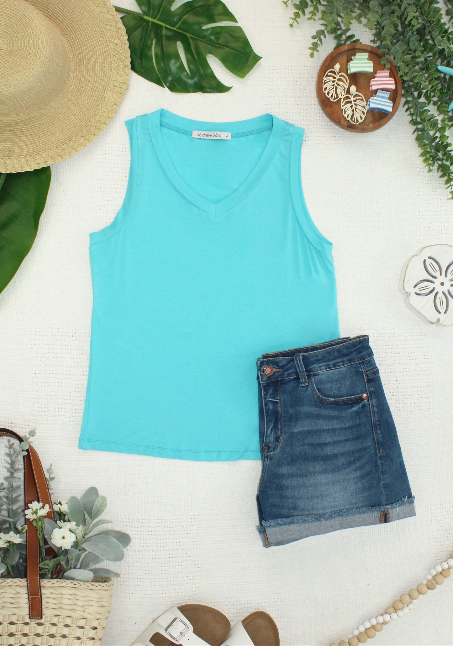 Michelle Mae Noelle Tank - Aqua