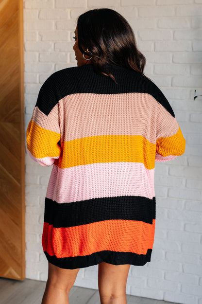 Not Quite Sure Striped Open Front Cardigan