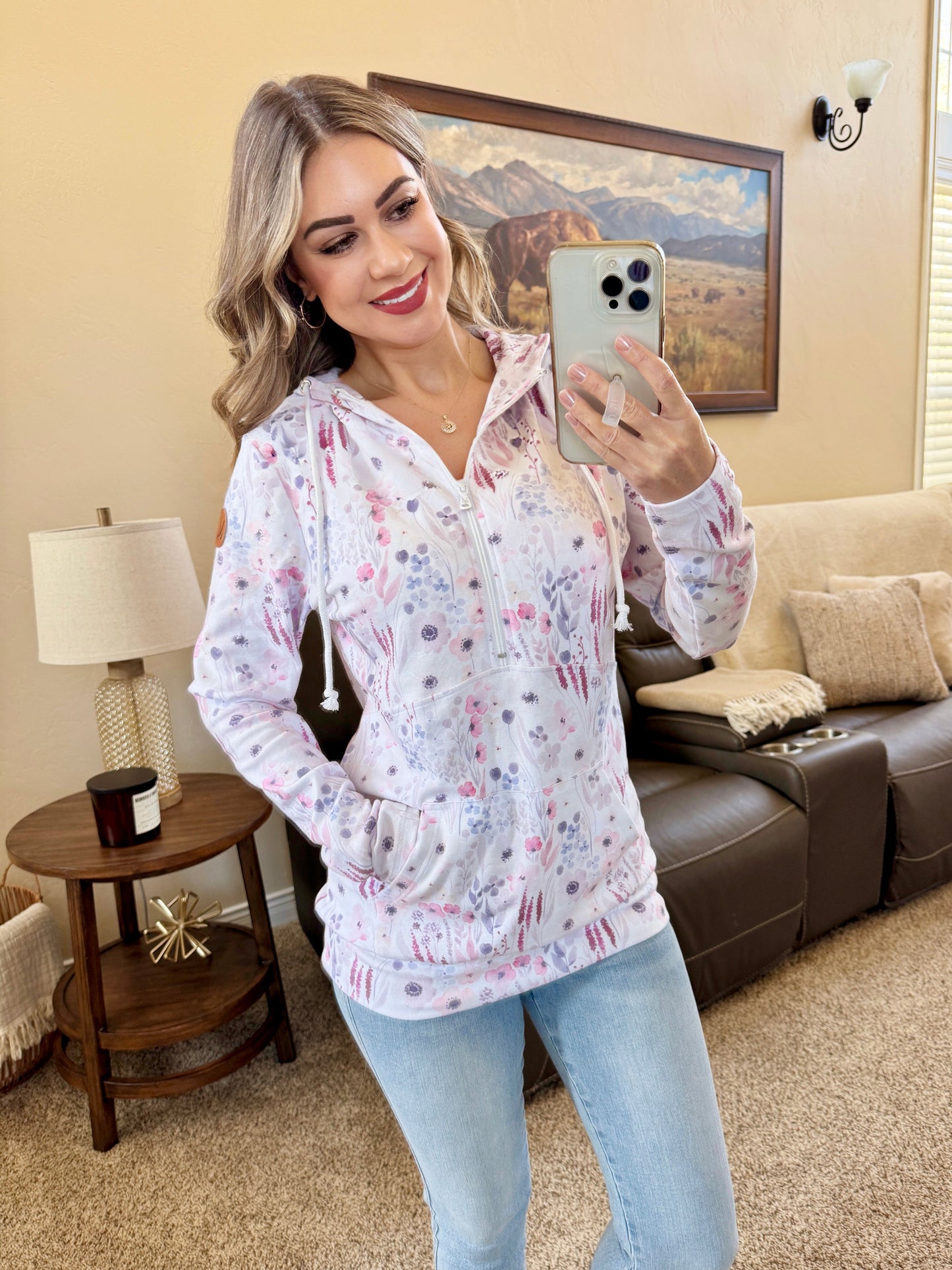 Michelle Mae HalfZip Hoodie - Wildflower Gardens