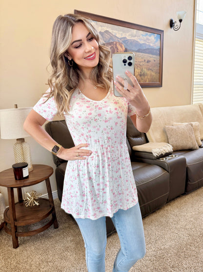 Michelle Mae Sarah Ruffle Short Sleeve - Pretty in Pink Floral