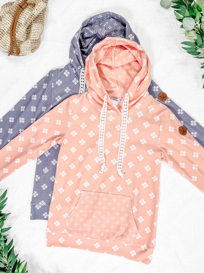 Michelle Mae Hailey Pullover Hoodie - Slate Purple Floral