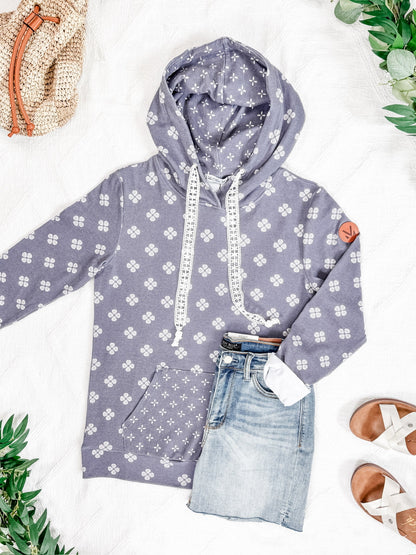 Michelle Mae Hailey Pullover Hoodie - Slate Purple Floral