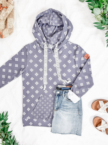 Michelle Mae Hailey Pullover Hoodie - Slate Purple Floral