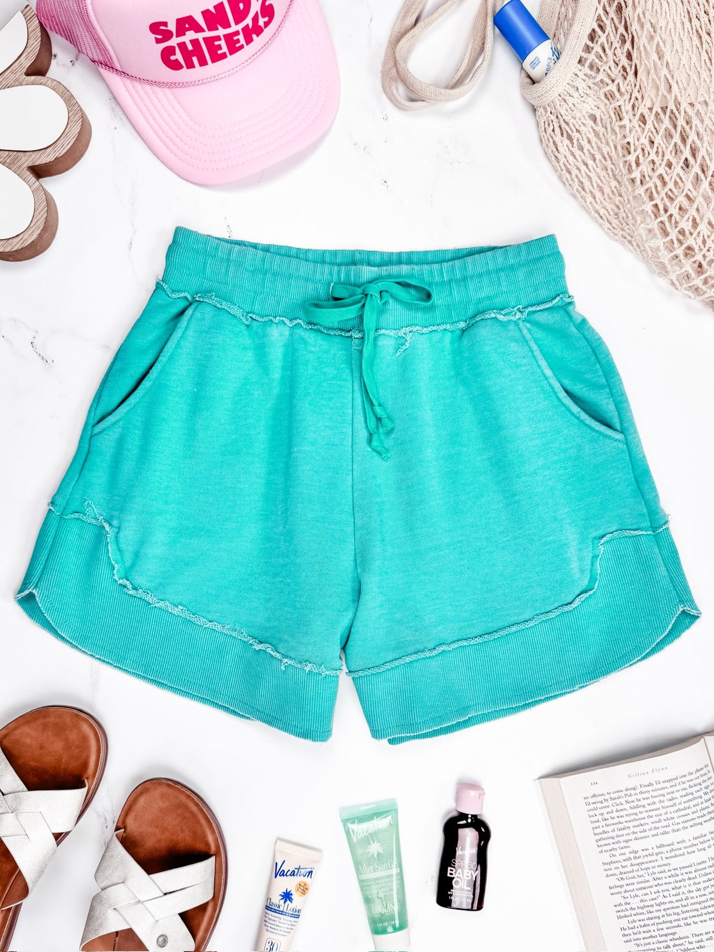 Michelle Mae French Terry Stevie Shorts - Caribbean Green
