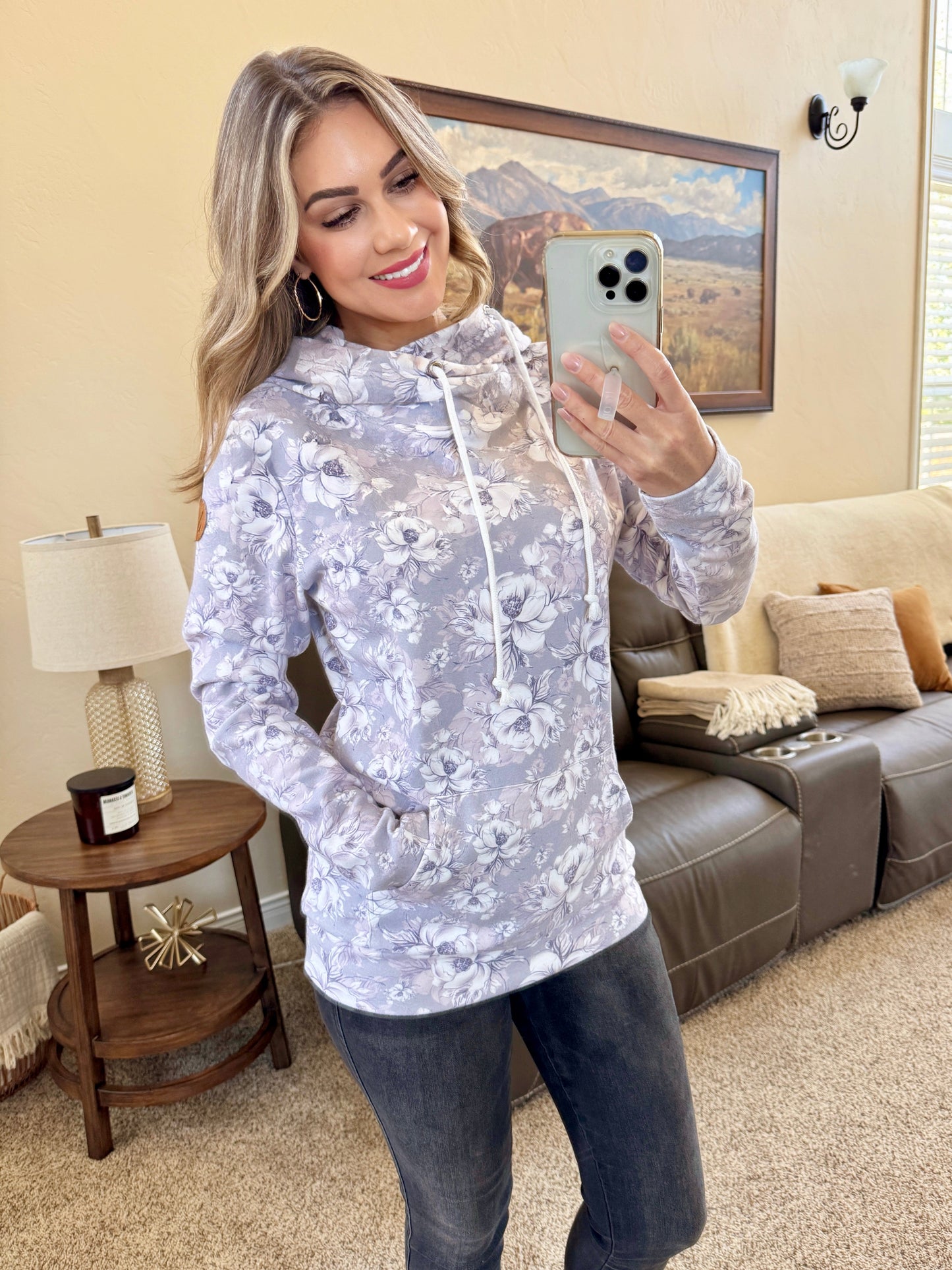 Michelle Mae Ashley Hoodie - Vintage Grey Floral
